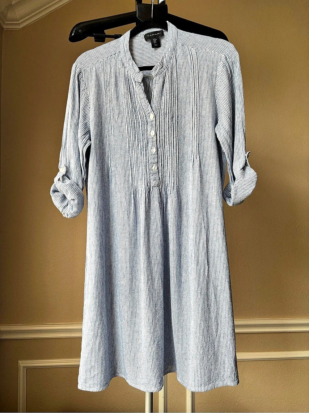 Tahari Striped Linen Mini Dress Size Medium Like New